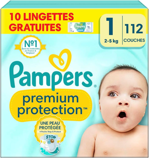 Pampers Premium Protection Taille 1, x112 Couches