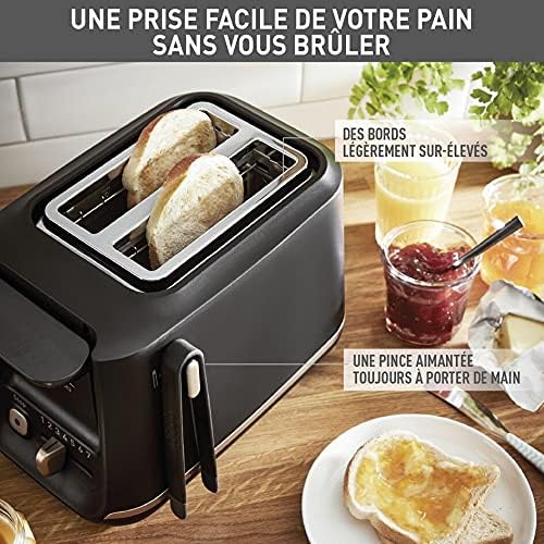 Tefal Includeo Grille-pain 2 fentes, Pinces Magnétiques, Grandes commandes, 7 niveaux de dorage, Tiroir ramasse-miettes amovible, Fonction surélévation