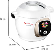 Moulinex, Cookeo Multicuiseur intelligent 6L, 150 recettes intégrées, Cuisson sans surveillance, Ecran intuitif, Guide de cuisson, Application MyMoulinex, 1600W, Blanc, 15 ans réparabilité