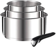 Tefal Ingenio Preference On L898S3 - Set di 3 casseruole, manico rimovibile, adatto al forno fino a 250 °C, senza manico, adatto per tutti i piani cottura, a induzione, in acciaio inox, 16/18/20 cm