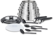 (mettere apposto Lagostina Ingenio Inox Set di Pentole e Padelle in Acciaio Inox, 20 Pezzi, Adatto ad Induzione, Batteria di Pentole con 3 Casseruole, 3 Padelle, Tegame,6 Coperchi, 5 Utensili Cucina,2 Manici Amovibili