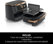 ( Da sisteamre )NINJA Foodi FlexDrawer Air Fryer, Dual Zone Avec Séparateur Amovible, Grand Tiroir de 10.4 L, 7-en-1, Double Zone, Pièces Antiadhésives Compatibles Au Lave-Vaisselle, Noir & Cuivre,