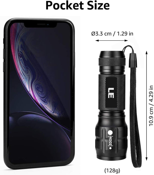 Lampe Torche Puissante Lighting EVER LE L8000 - Étanche IPX4, Zoomable, Piles Incluses, Aluminium Militaire pour Camping, Randonnée et Urgences