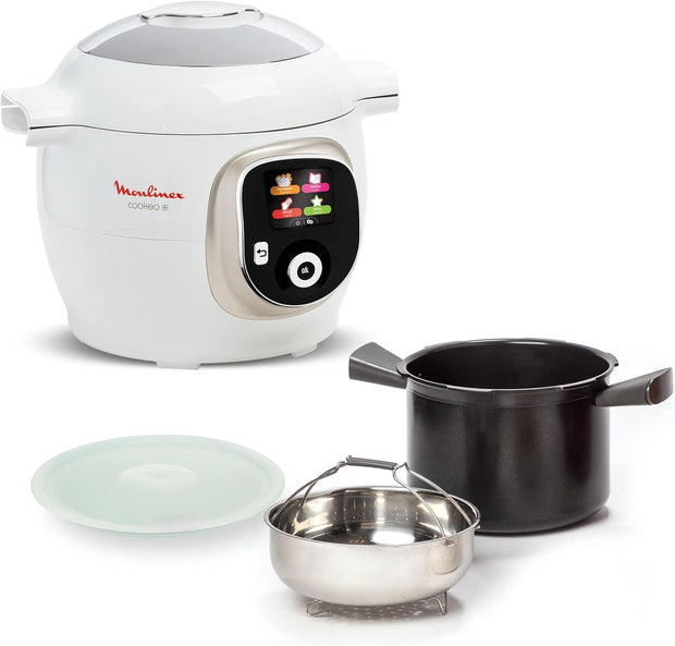 Moulinex, Cookeo Multicuiseur intelligent 6L, 150 recettes intégrées, Cuisson sans surveillance, Ecran intuitif, Guide de cuisson, Application MyMoulinex, 1600W, Blanc, 15 ans réparabilité
