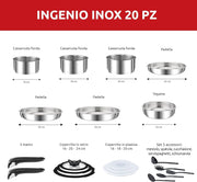 (mettere apposto Lagostina Ingenio Inox Set di Pentole e Padelle in Acciaio Inox, 20 Pezzi, Adatto ad Induzione, Batteria di Pentole con 3 Casseruole, 3 Padelle, Tegame,6 Coperchi, 5 Utensili Cucina,2 Manici Amovibili