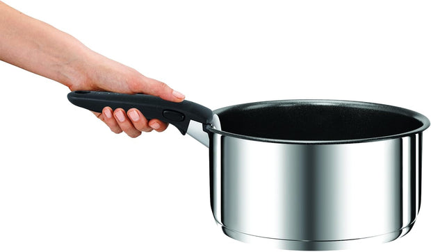 Tefal Ingenio Preference On L898S3 - Set di 3 casseruole, manico rimovibile, adatto al forno fino a 250 °C, senza manico, adatto per tutti i piani cottura, a induzione, in acciaio inox, 16/18/20 cm