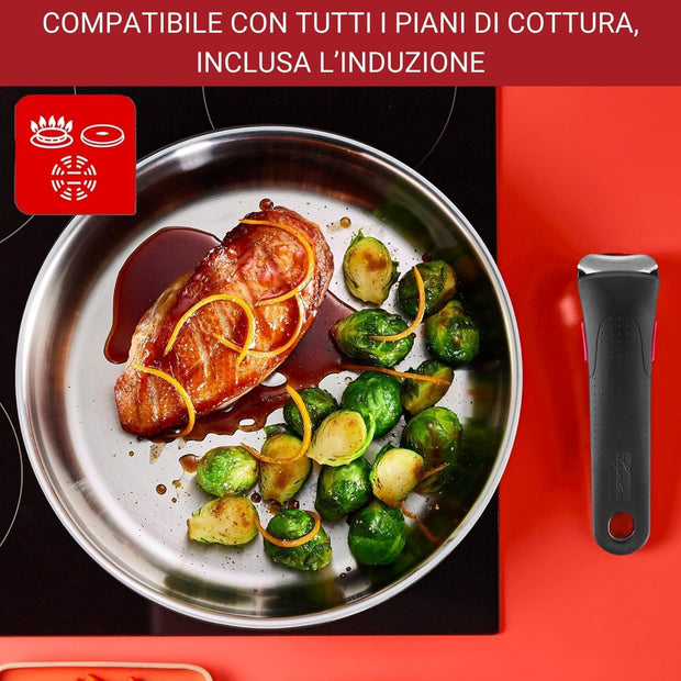 (mettere apposto Lagostina Ingenio Inox Set di Pentole e Padelle in Acciaio Inox, 20 Pezzi, Adatto ad Induzione, Batteria di Pentole con 3 Casseruole, 3 Padelle, Tegame,6 Coperchi, 5 Utensili Cucina,2 Manici Amovibili
