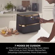 ( Da sisteamre )NINJA Foodi FlexDrawer Air Fryer, Dual Zone Avec Séparateur Amovible, Grand Tiroir de 10.4 L, 7-en-1, Double Zone, Pièces Antiadhésives Compatibles Au Lave-Vaisselle, Noir & Cuivre,