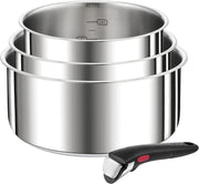 Tefal Ingenio Preference On L898S3 - Set di 3 casseruole, manico rimovibile, adatto al forno fino a 250 °C, senza manico, adatto per tutti i piani cottura, a induzione, in acciaio inox, 16/18/20 cm