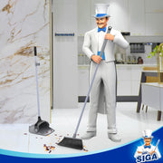 MR.SIGA Ensemble Balai et Pelle à Poussière, Pelle et Balayette avec Long Manche Réglable, Balai sans Se Baisser pour Intérieur Extérieur, Gris