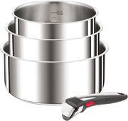 Tefal Ingenio Preference On L898S3 - Set di 3 casseruole, manico rimovibile, adatto al forno fino a 250 °C, senza manico, adatto per tutti i piani cottura, a induzione, in acciaio inox, 16/18/20 cm