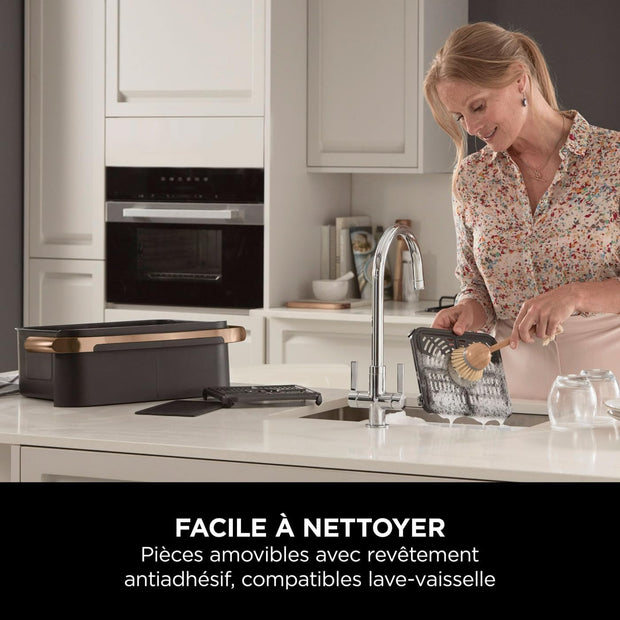 ( Da sisteamre )NINJA Foodi FlexDrawer Air Fryer, Dual Zone Avec Séparateur Amovible, Grand Tiroir de 10.4 L, 7-en-1, Double Zone, Pièces Antiadhésives Compatibles Au Lave-Vaisselle, Noir & Cuivre,
