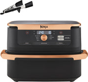 ( Da sisteamre )NINJA Foodi FlexDrawer Air Fryer, Dual Zone Avec Séparateur Amovible, Grand Tiroir de 10.4 L, 7-en-1, Double Zone, Pièces Antiadhésives Compatibles Au Lave-Vaisselle, Noir & Cuivre,