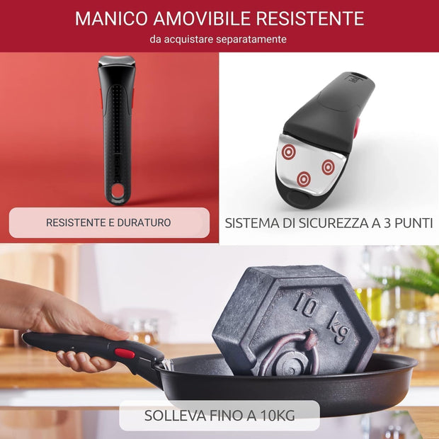 (mettere apposto Lagostina Ingenio Inox Set di Pentole e Padelle in Acciaio Inox, 20 Pezzi, Adatto ad Induzione, Batteria di Pentole con 3 Casseruole, 3 Padelle, Tegame,6 Coperchi, 5 Utensili Cucina,2 Manici Amovibili