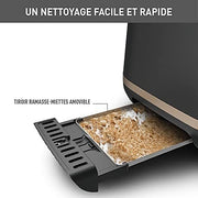 Tefal Includeo Grille-pain 2 fentes, Pinces Magnétiques, Grandes commandes, 7 niveaux de dorage, Tiroir ramasse-miettes amovible, Fonction surélévation