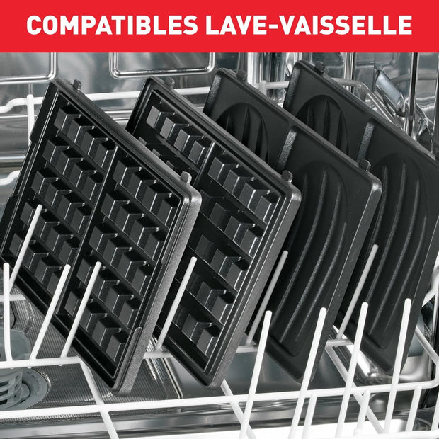 Tefal Croque gaufres et sandwiches, 2 jeux de plaques inclus, Rangement facile, Nettoyage facile, Indicateur de chauffe, revêtement antiadhésif, Snack Collection