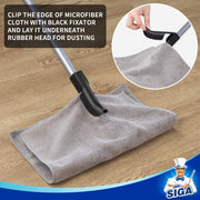 MR.SIGA Pet Hair Removal Rubber Broom avec raclette intégrée, Brosse de Sol 3 en 1 pour Tapis, poignée réglable de 61 Pouces, Comprend Un Chiffon en Microfibre pour Le dépoussiérage du Sol