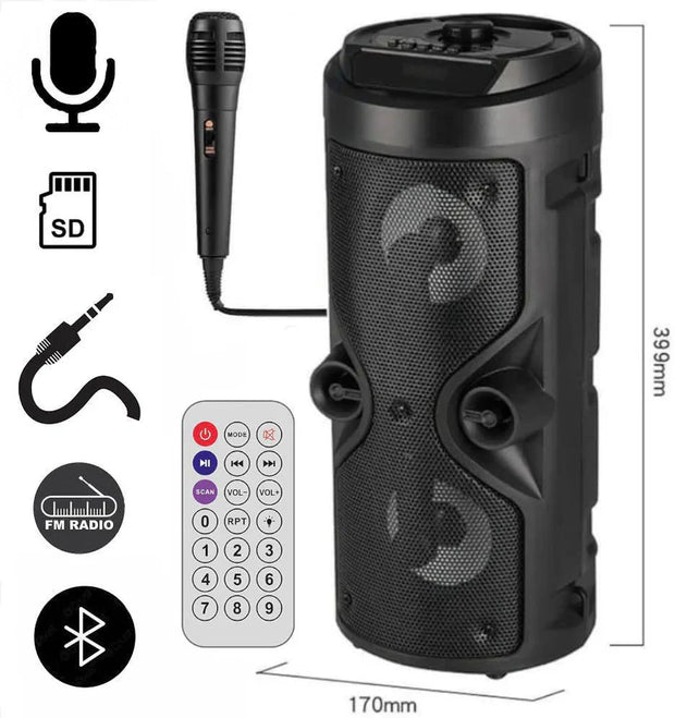 Enceinte Bluetooth Sans Fil de Nouvelle Génération Dolby Surround 95 Watts + Micro Karaoké : Son Clair jusqu'à 20 Mètres de Distance