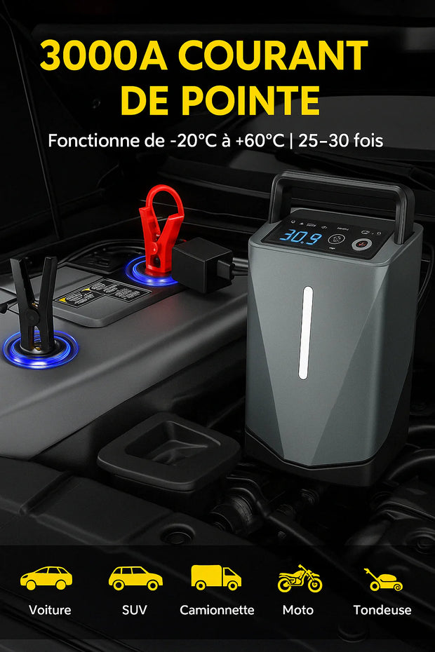 Démarreur de Voiture avec Compresseur Intégré (LIVRAISON GRATUITE 🟢 ONLINE )